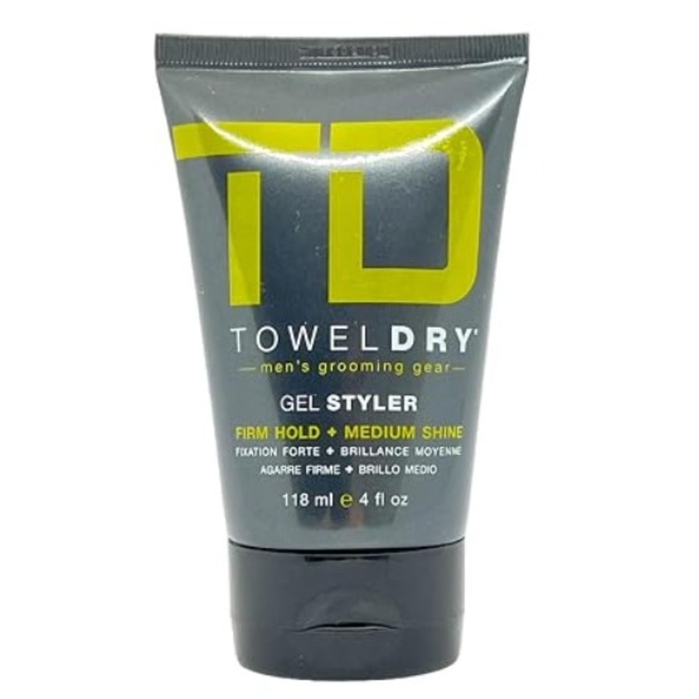 TowelDry Gel Styler Mens Grooming Gear Firm Hold Medium Shine 4 fl oz Tube